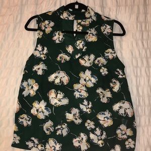 Sleeveless Floral Green Top